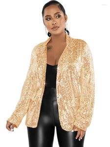 Vestes pour femmes Gold Silver Sequin Blazer Manteaux et sexy boutonné Cardigan Tops Night Club Tenues pour femmes Party Costume de soirée