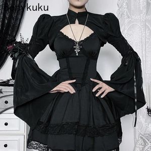 Vestes pour femmes Flare à manches longues à manches longues hauts haut en hausse des femmes Collier Retro Bodycon Coat Y2K Punk Cover Ups Rave tenue Bolero