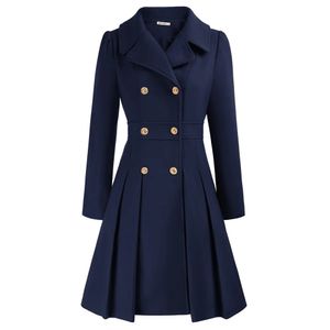 Vestes pour femmes GRACE KARIN Trench-Coat pour femmes, revers cranté, double boutonnage épais, ligne A, manteaux en laine, veste avec poches au-dessus du genou, pardessus 231201