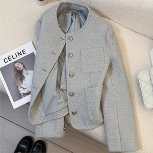 Vestes pour femmes Veste en tweed gris 2024 Printemps / Automne Petit parfum Classique Élégant Haut de gamme Haut de gamme