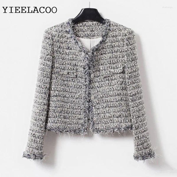 Vestes vestes en tweed gris avec une texture avancée pour les vêtements d'automne / hiver