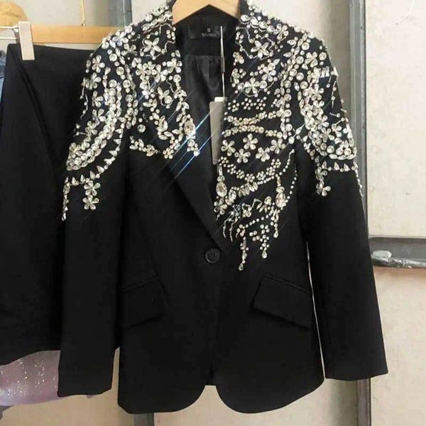 Chaquetas de mujer Industria pesada Moda Full Sky Star Traje hecho a mano Mujeres Solapa de un solo botón Tachonado Blazer Abrigo Y2K Ropa para fiesta