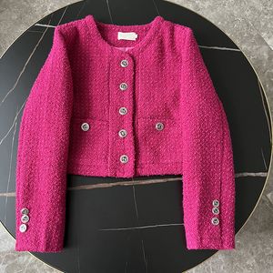 Damesjassen Hoge kwaliteit Franse chique tweed geweven roze damesjas Korte jassen Herfst Westerse mode Casual dameskleding 230922