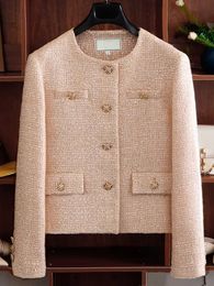 Damesjassen Hoge kwaliteit luxe kleine geur Tweed jas Dames High-end pailletten Slanke wollen jas Koreaanse mode uitloper Jaqueta Feminina 231010