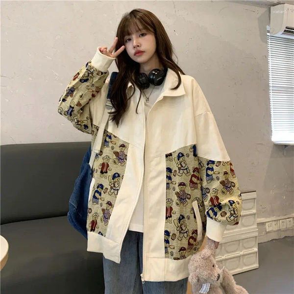 Vestes de vestes pour femmes High Street Veste féminine Hip-Hop Baseball Uniforme Streetwear Casual Loose Vintage Tops HARAJUKU Couple de couple