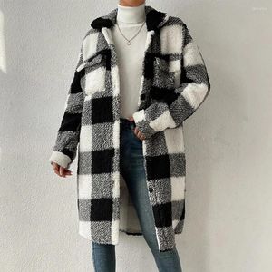 Damesjacks Holiday Ladies Winter Winter Warm Plaid Long Jacket Shacket Cardigan Trench Coat Dames Tartan Check Brand