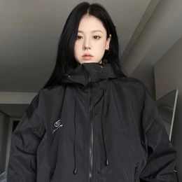 Damesjassen Houzhou Harajuku Green Women Y2K Streetwear Coats Oversized Autumn Outdoor Korean Vintage Black Jacket Trending Products 221122