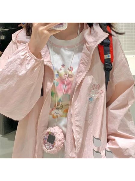 Vestes pour femmes HOUZHOU Kawaii Mignon Rose Vestes Femmes Style Japonais Doux Fille Douce Fermeture Éclair Veste Preppy Mode Coréenne Dessin Animé Sweats 230728