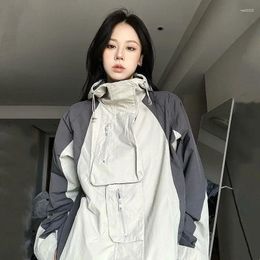 Damesjassen Houzhou Vintage Outdoor Women Y2K Streetwear Waterdichte Oversized herfst Harajuku Wind Breakher Coat Koreaanse mode