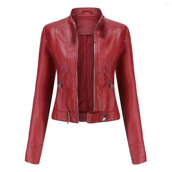 Chaquetas de mujer para mujer de talla grande con solapa Motor chaqueta abrigo con cremallera Biker corto Punk recortado cuna prendas de vestir exteriores invierno niñas