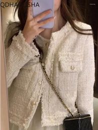 Vestes féminines en coréen Veste en tweed vintage mince mille couchée