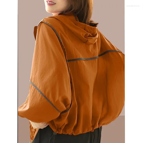 Chaquetas de mujer chaqueta 2023 verano delgada coreana con capucha abrigo de protección solar ropa suelta Anti-UV deportes al aire libre Top manga larga