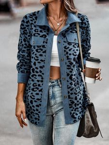 Vestes pour femmes veste femmes mode léopard imprimé bouton à manches longues manteaux printemps automne Style de rue vêtements décontractés hauts