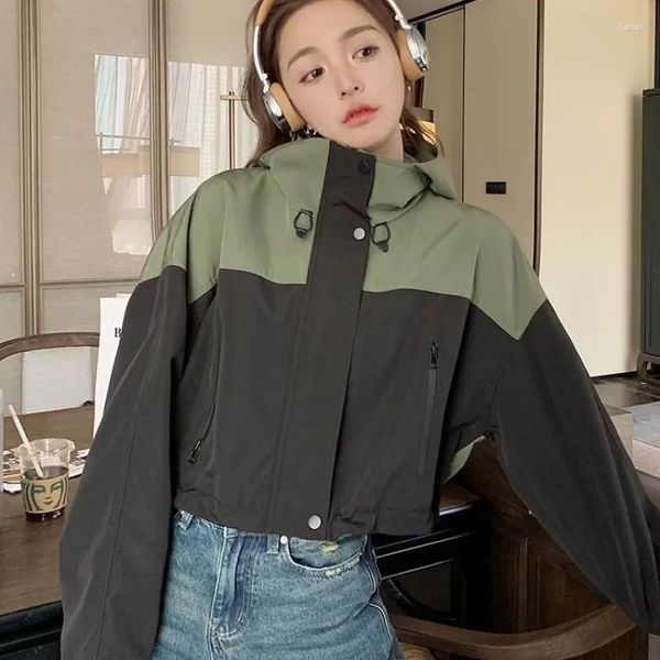 Chaquetas de mujer Chaqueta Mujer Kpop Y2k Streetwear Comentarios coreanos Muchas ropa con capucha con cremallera corta otoño invierno