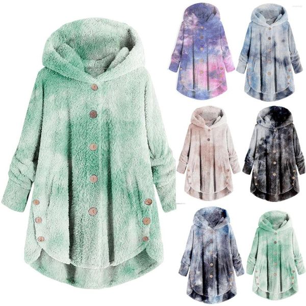 Chaquetas de mujer, chaqueta Jan, chaleco suave para mujer, abrigos de lluvia de lana de manga larga teñidos con lazo para otoño e invierno para mujer