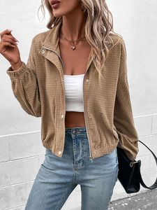 Damesjassen Jim Nora Autumn Corduroy Blazer Women Fashion Slim Brown 2023 Jacket Elegant massief vest casual streetwear Ladies