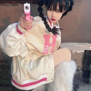 Damesjassen Juciy Apple Varsity Jacket Bomber Woman Beer geborduurd honkbal 2023 Winterlagen wollen patchwork leer COA