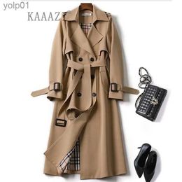 Damesjassen kaaazi winter lange shirt jurk vrouwen bruine windbreker trench jas Koreaans plus groot formaat casual bovenkleding verdikking mode 4xll231016