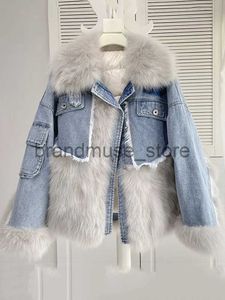 Vestes Femmes KBAT 2024 Femmes Hiver Denim Veste Oversize Grand Col De Fourrure Plus Veste De Velours Détachable Épais Lâche Chaud Bomber Jean Manteau J231219