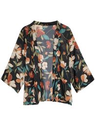 Damesjassen kimonos vrouw 2022 Japanse kimono vest chiffon shirt blouse voor vrouwen vrouwelijke zomerstrand dunne schouders