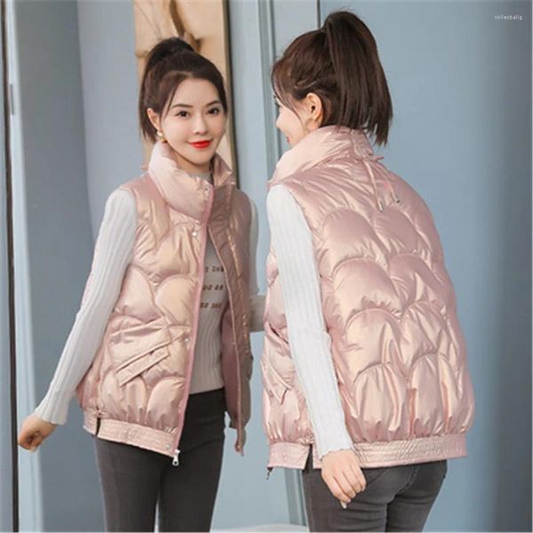 Chaquetas de mujer moda coreana invierno chaleco de color brillante mujer chaleco chaqueta cuerpo cálido rompevientos abajo abrigo ropa chalecos