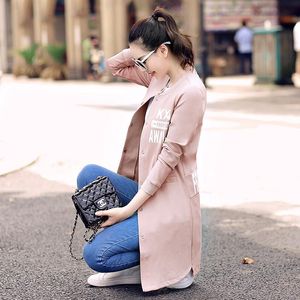 Vestes pour femmes Style coréen à manches longues manteaux roses femmes printemps et automne lettre veste épaisse dame manteau à simple boutonnage