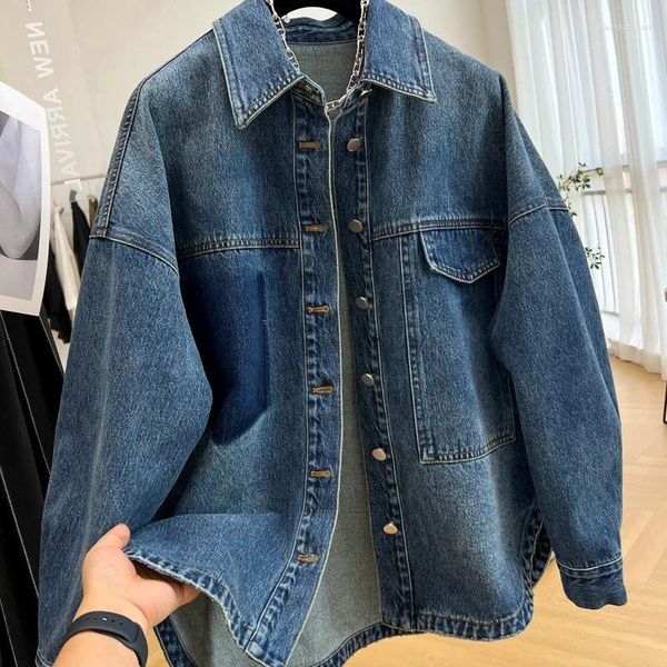 Vestes pour femmes Korean Style High Street Fashion surdimensionné denim Veste femme à manches longues en vrac en jean jean vêtements de porte