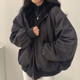 Vestes pour femmes Style coréen plus velours épaissi des deux côtés pour porter des vêtements en coton de laine d'agneau manteau pour femme veste à capuche d'hiver 231109