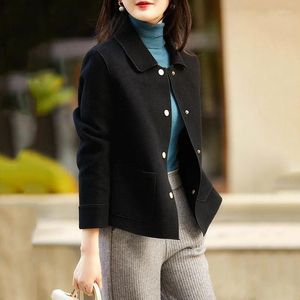 Damesjacks Koreaanse stijl Korte wol Blend jas Vrouwen Vintage Tweed jas