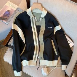 Vestes pour femmes Version coréenne contraste couleur Bomber veste rétro décontracté 2023 printemps automne Design sens petite foule manteau 231025