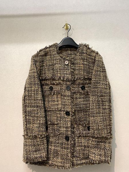 Chaquetas de mujer Kuzuwata Vintage japonés O cuello bolsillos manga larga Chaquetas abrigo de un solo pecho Casaco Feminino Otoño Invierno chaqueta