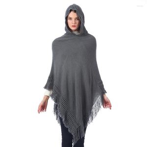 Vestes pour femmes Cape à capuche pour femmes avec ourlet frangé Crochet Poncho Modèles de tricot