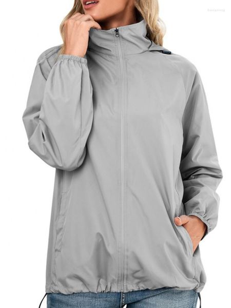 Vestes pour femmes dames automne mince à capuche fermeture éclair imperméable veste de plein air sport alpinisme coupe-vent JIUY1