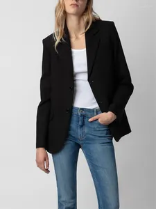 Vestes Femmes Lady Simple Boutonnage Dos Strass Décoration Commuting Manteau Femmes Col Encoché À Manches Longues Veste De Costume Printemps 2024