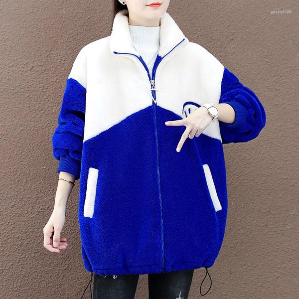Chaquetas de mujer Lamb Polar Fleece Jacket Womens Casual Fashion Hoodie Winter Plus Velvet Thick Wild Korean Loose Large Size Cardigan con capucha