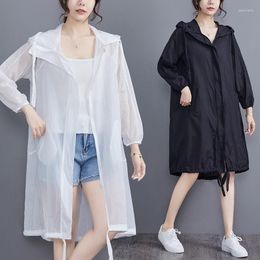 Vrouwen Jassen Grote Maat Zonnebrandcrème Tops 2023 Zomer Lange Mouwen Medium Lengte Koreaanse Losse Airconditioning Shirt Dunne Geul Z1407