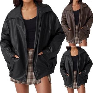 Jackets para mujeres Cuero Motocicleta de gran tamaño de gran tamaño Moto Womens Winter Winter Chalecos de ropa de abrigo para mujeres para mujeres moda