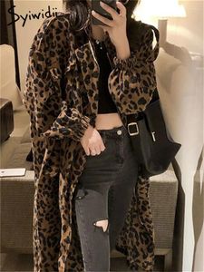 Vestes pour femmes imprimées léopard longues femmes 2024 printemps d'été lâches vintage manteaux mode causale y2k zipper up