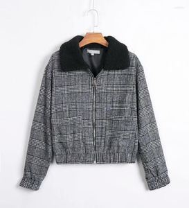 Damesjacks LF503 Autumn Europese en Amerikaanse stijl Lapel losse geruite jas