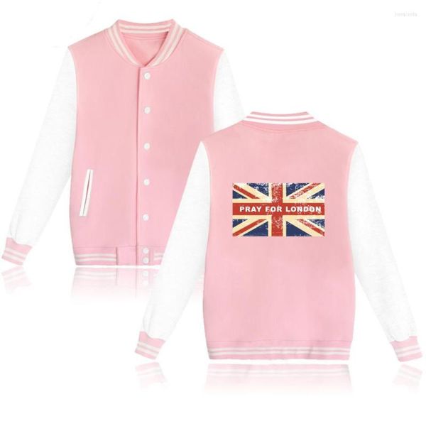 Chaquetas de mujer LONDRES Bandera Chaqueta de béisbol de manga larga Hombres Mujeres Alta calidad Niños Niñas Moda Cálido