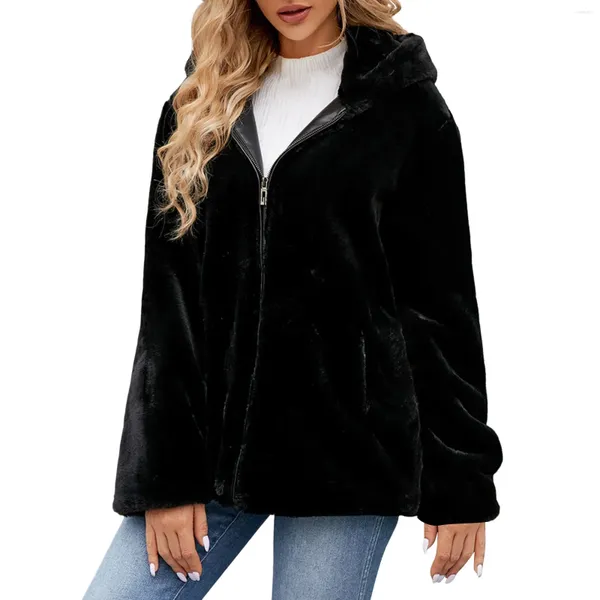 Jackets para mujeres Camina de invierno de manga larga 2023 Cuerpo Furno Furry Furry Furry Azulada Outerwear Corea Revistas muchas ropa