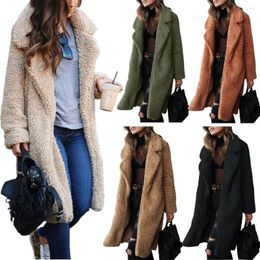 Vestes Femmes Longues Femmes Manteau Automne Hiver Polaire Veste Chaude Vintage Peluche Pardessus Dames Teddy Doux Lâche Parkas Vêtements D'extérieur