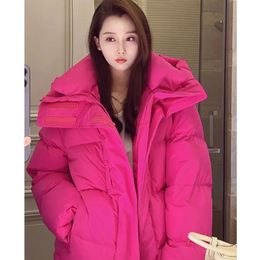 Chaquetas de mujer sueltas y gruesas Dragon Fruit Color Fried Street Fashion Abrigo largo de invierno Tide266e