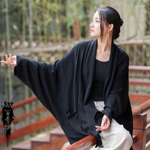 Damesjassen losse shirt jas wraps mode katoenen linnen Chinese jas dames kleding Zen vest voor zomer dunne tops