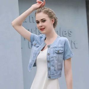 Vestes pour femmes Lucifer Korerena Y2k veste courte femme décontractée à manches courte en denim Veste femme d'été mince coffre denim jailtre