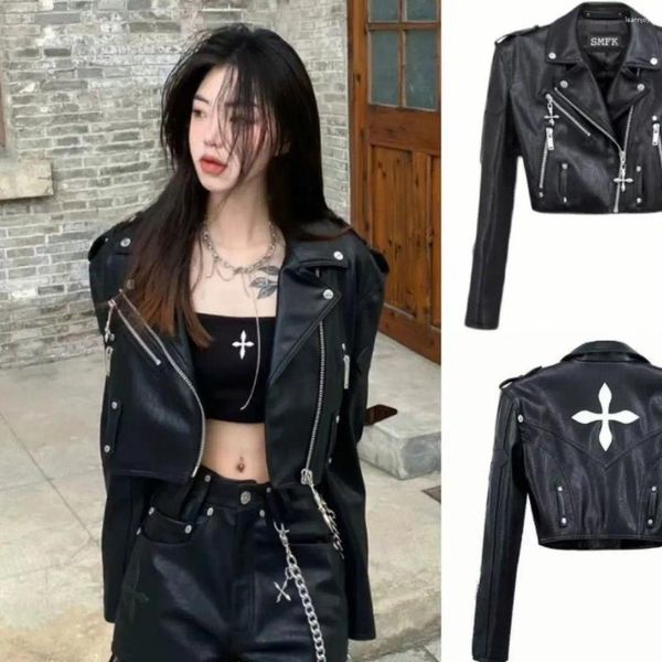 Vestes de femmes de luxe Cross Cool Sa Spicy Girl PU pour femmes moto Bomb Street veste en cuir manteau derniers vêtements 2023