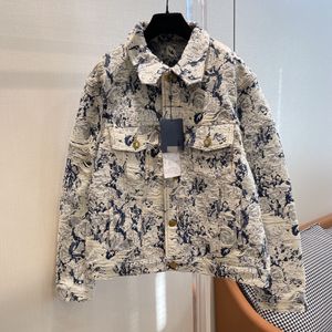 Damesjassen Luxe designer ontwerpt nieuwe denim print jas voor herfst en winter 2022