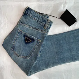 Damesjacks Luxe jeansmerk Fashion Blue High Taille Street Wide Leg Jean Female Trouser Rechte denim broek
