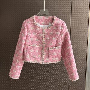 Vestes pour femmes Luxury High Street Corée petite veste parfumée en tweed pour femmes Tassel en laine