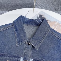 Damesjassen M-stijl mode gebreide jas volledige mouwen denim patchwork uitloper kleding 230731